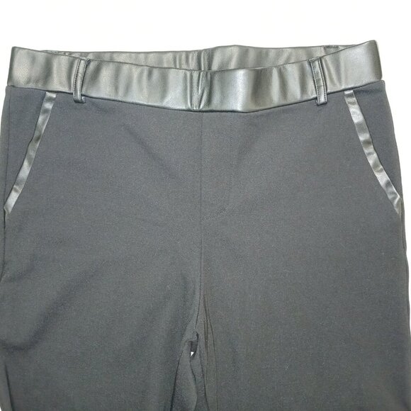 ADREIENNE LANDAU ONYX WIDE LEG, LEATHER ACCENT, BLACK PANTS SIZE XL, NWOT - Picture 6 of 9